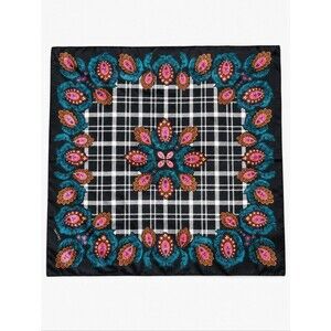 Vintage 80s Diane von Furstenberg The Color Authority Signed Black Plaid Scarf